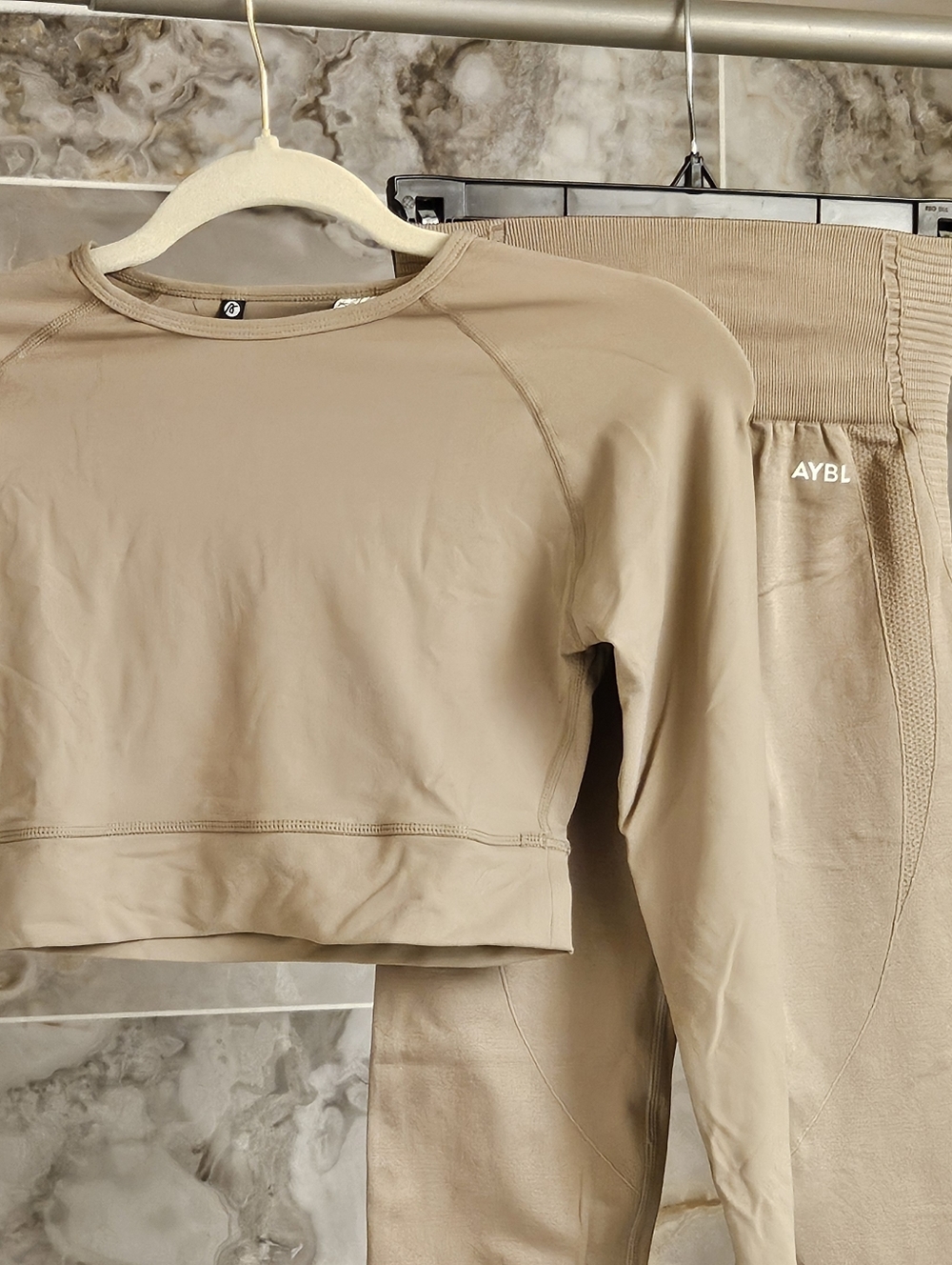 AYBL Neutral Beige Seamless Crop Top & Leggings Set